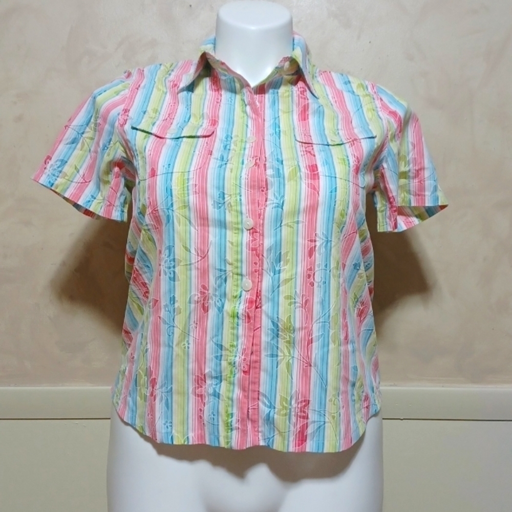 ALFRED DUNNER MULTI COLOR size 8 PETITE WOMENS BLOUSE